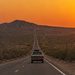 Tipica strada della Baja California al tramonto